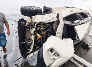 Empresário Estoecio Carmo e seu sobrinho sofrem acidente após capotamento de veículo na BR-230