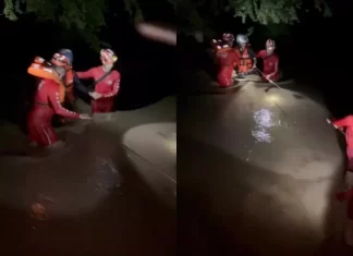Bombeiros resgatam casal ilhado após aumento do nível de rio, em Mãe d’Água